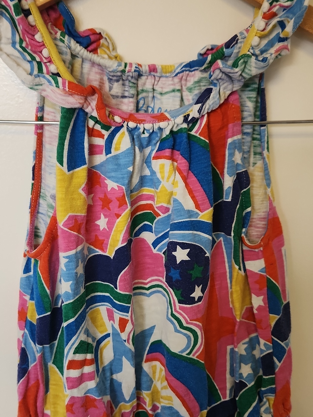 Boden Multicolor Rainbow Star Girls Romper With Tie Waist 7-8 - Picture 4 of 7